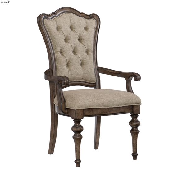 Heath Court Brown Oak Upholstered Dining Arm Chair 1682A