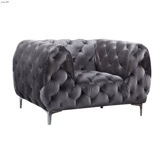 Mercer Grey Velvet Tufted Chair Mercer_Chair_Grey by Meridian Furniture