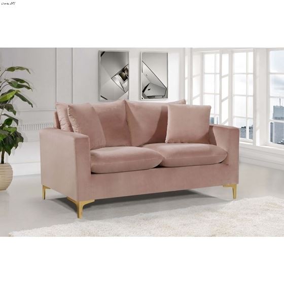 Naomi Pink Velvet Love Seat Naomi_Loveseat_Pink by Meridian Furniture 3