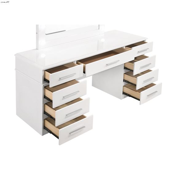 Felicity White 9 Drawer Vanity Desk with Lighte-3