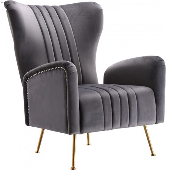 Opera Grey Velvet Upholstered Accent Chair