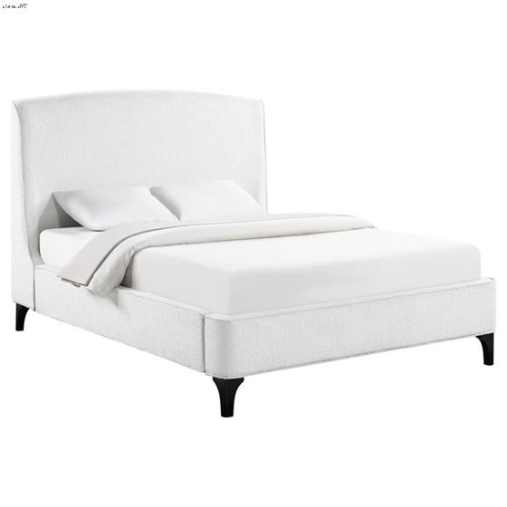 Mosby White Upholstered Curved Headboard Platform Bed 306020 By Coaster