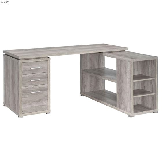 Yvette Grey Driftwood Modern L-Shape Office Desk 801516 By Coaster