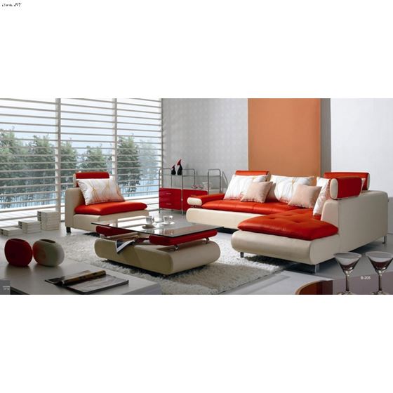 B205 Modern White/Red Sectional
