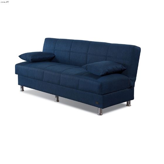 London Armless Sofa Bed in Blue Fabric