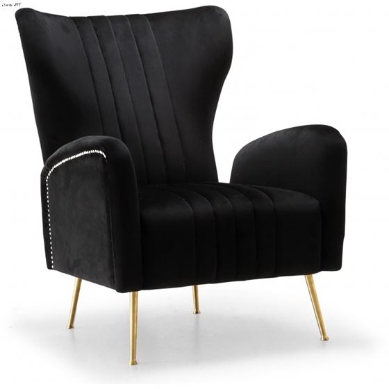 Opera Black Velvet Upholstered Accent Chair