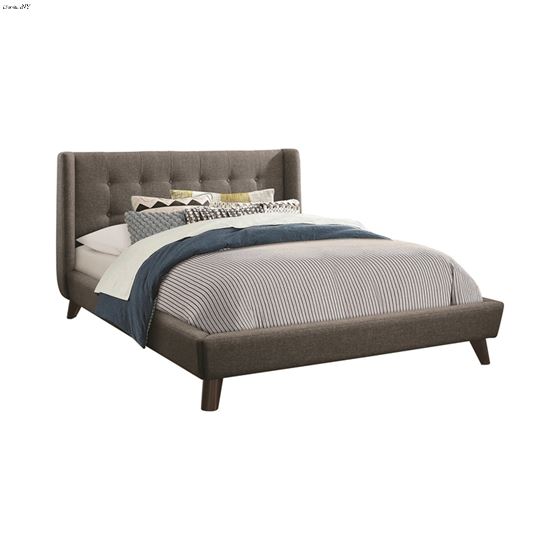 Carrington Grey Fabric Tufted King Bed 301061KE By Coaster