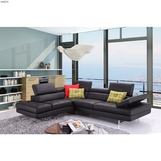 A761 Black Leather Sectional