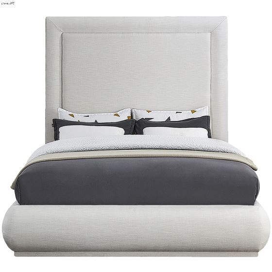 Brooke Cream Linen Textured Fabric Bed-3