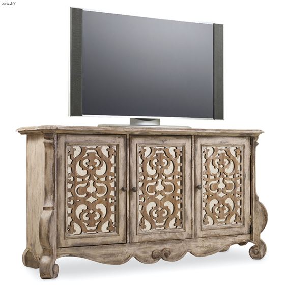 Chatelet 68 inch Distressed White Entertainment Console 5351-55468 By Hooker Furniture
