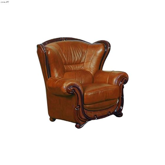 Traditional 100 Brown Italian Leather Chair 100 By ESF Furniture