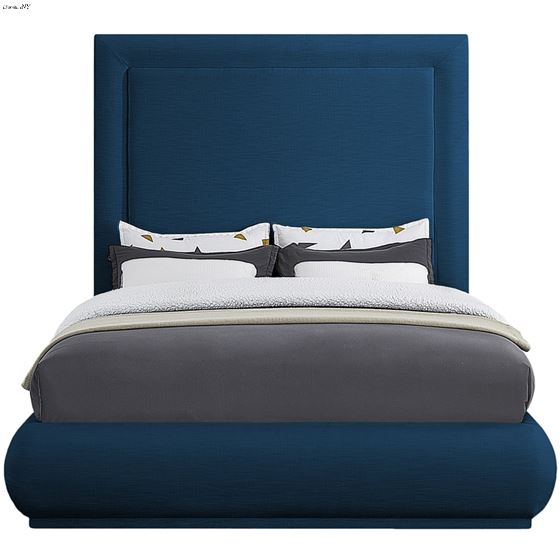 Brooke Navy Linen Textured Fabric Bed-3