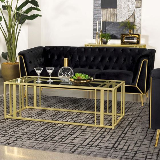 Holly Black and Gold Tufted Sofa 508441-3