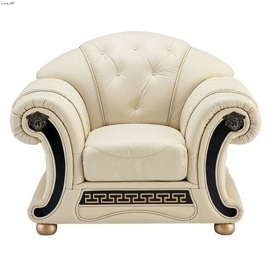 Apolo Tufted Ivory Leather Chair By ESF Furniture