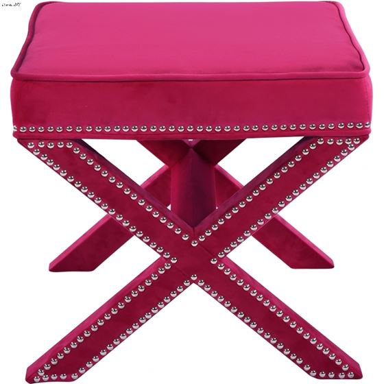 Nixon Pink Velvet Upholstered Ottoman/Bench - 3