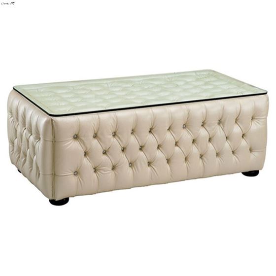 258 Tufted Ivory Italian Leather Coffee Table 258 By ESF Furniture