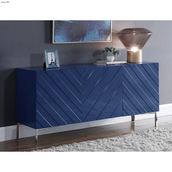 Collette Navy Blue Sideboard/Buffet - Chrome - 3
