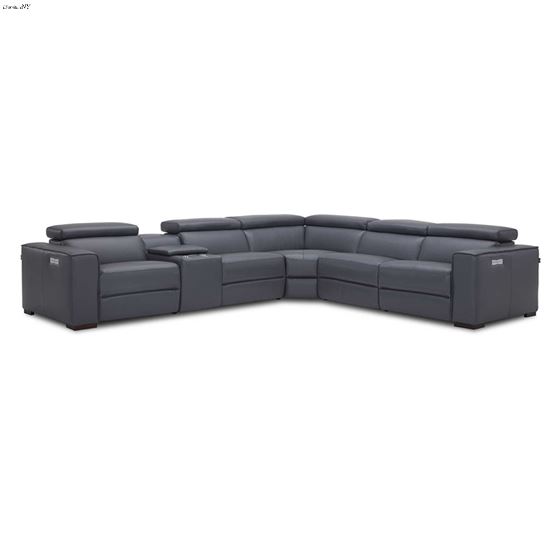 Picasso 6pc Blue Grey Leather Power Reclining Sectional