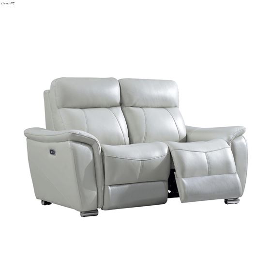 Modern 1705 White Leather Power Reclining Love Seat by ESF