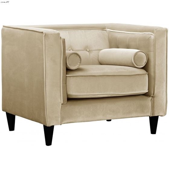Taylor Beige Velvet Tufted Chair Taylor_Chair_Beige by Meridian Furniture