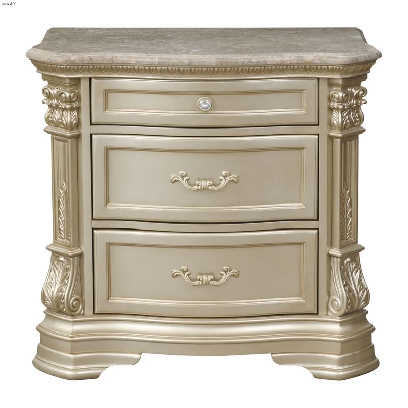 Antoinetta Champagne Marble Top 3 Drawer Night Stand 1919NC-4 By ...